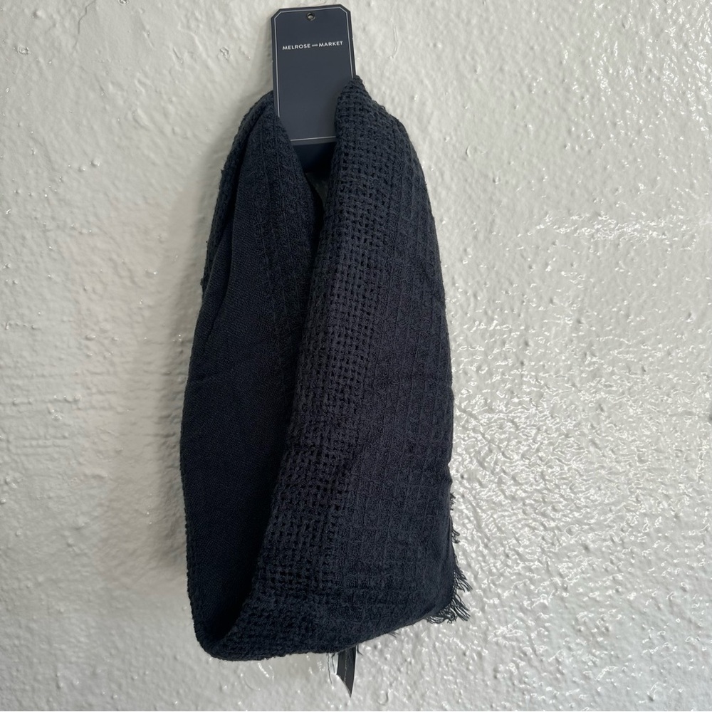 Melrose and Market One Size Black Gauzy Frayed Trim Scarf Nordstroms NEW NWT